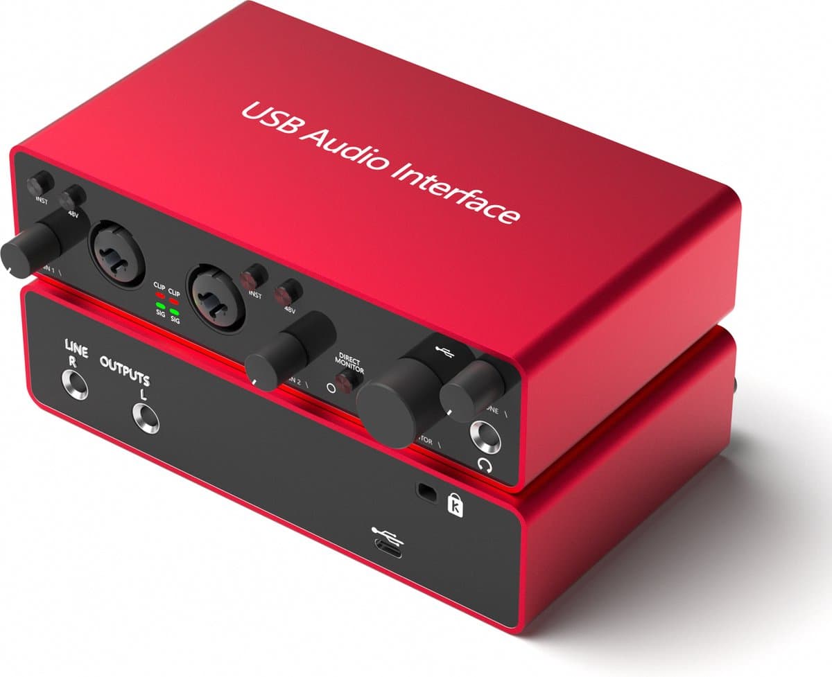 NÖRDIC SGM-226 USB Audio-interface - 2e Generatie - 2i2 - 24bit - 192kHz - Rood — afbeelding 1