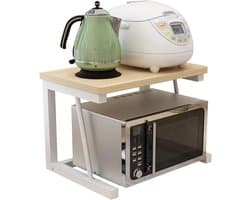Magnetron Opbergrek Magnetron Houten Plank Stand Metalen Magnetron Rek Enkellaags Keuken Organizer Aanrecht Ruimtebesparende Stand/Houtkleur