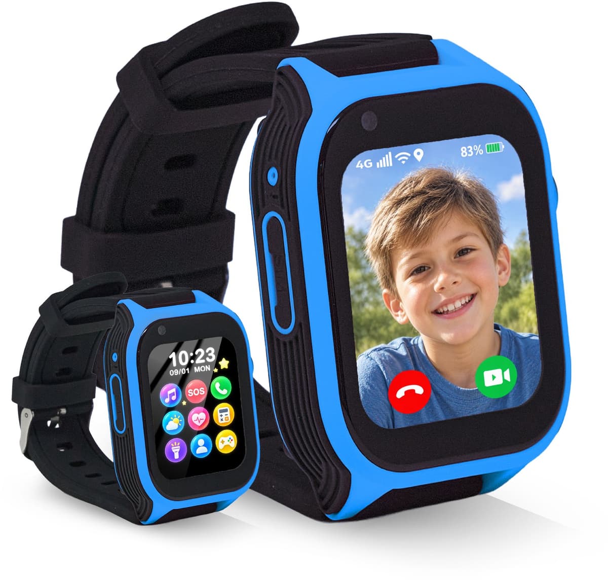 MuffyMouse GPS Horloge Kind met Simkaart – Smartwatch Kinderen 4G – Kinder Smartwatch met GPS – GPS Tracker Kind – Belfunctie, Videobellen, SOS & WhatsApp – 2GB+16GB – Blauw — afbeelding 1