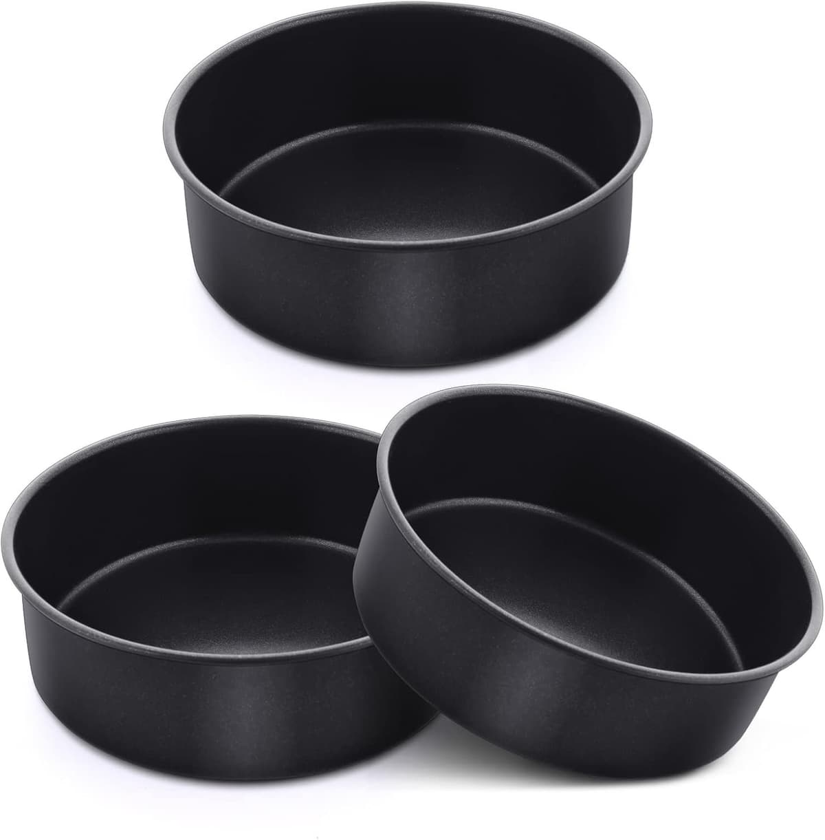 E-far 15,5 cm taartvorm set van 3, anti-aanbaklaag roestvrij staal kleine ronde taartpannen blik voor het bakken van laagtaarten, roestvrijstalen kern en niet-giftige coating, rechte kant en 5,5 cm — afbeelding 1
