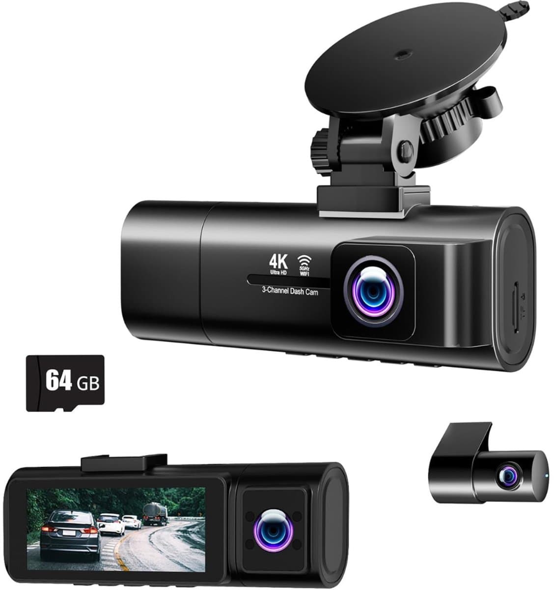 Zavio® Dashcam voor Auto - Auto Camera - Dashcam Voor en Achter Draadloos — afbeelding 1