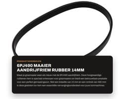 Aandrijfriem Rubber 14mm Breedte - Gesloten Lus - 490mm Omtrek - Compatibel met Qualcast M2E1032M/M2E1232M - Duurzaam - Slijtvast - Grasmaaierriem