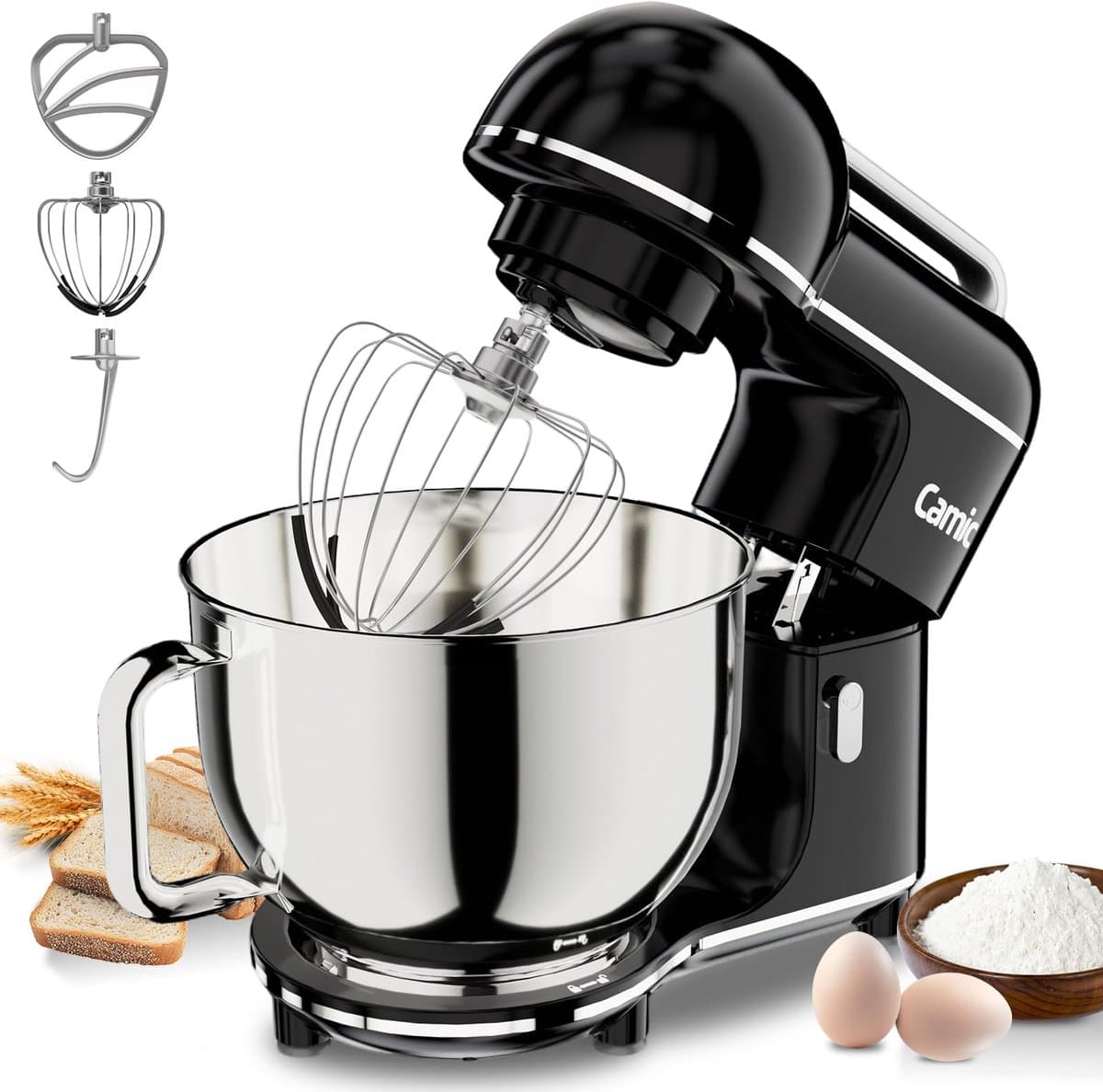 Keukenmachine - Mixer Deegmaker - Bakken Ingrediënten Mengen - 10 Snelheden - 7 Liter Kom - Zwart — afbeelding 1