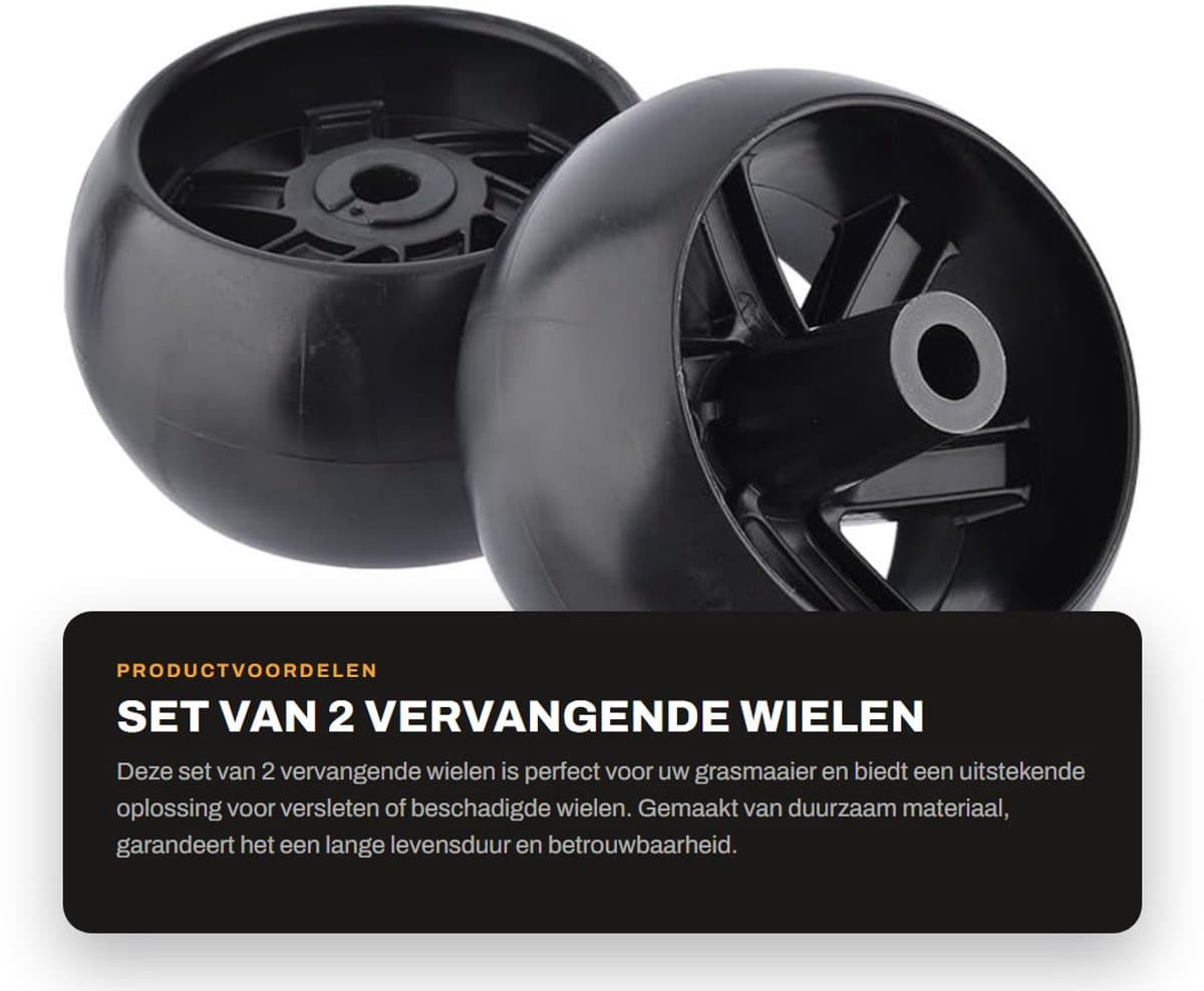 Inovra- Deck Wheel Vervanging - 5" Wiel - 2 Stuks - Hub Offset 3" - Boorgrootte 1/2" - Compatibel met Husqvarna - Graswiel — afbeelding 1