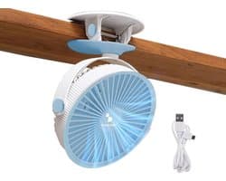 Solvix tafel ventilator geluidloos - Mini Clip Fan - USB en Oplaadbaar - 3 Snelheden - Tiltable Hoofd - Voor Thuis en Kantoor