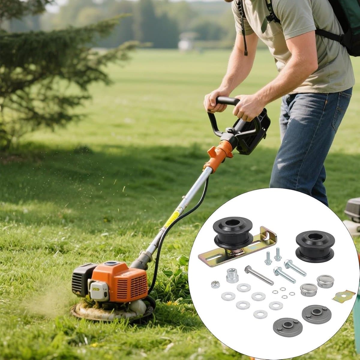 Grasmaaier Katrol Set - Poelie en Riem - Gazon Onderhoud - 30% Efficiënter - 15 Min Installatie - Zwart — afbeelding 1