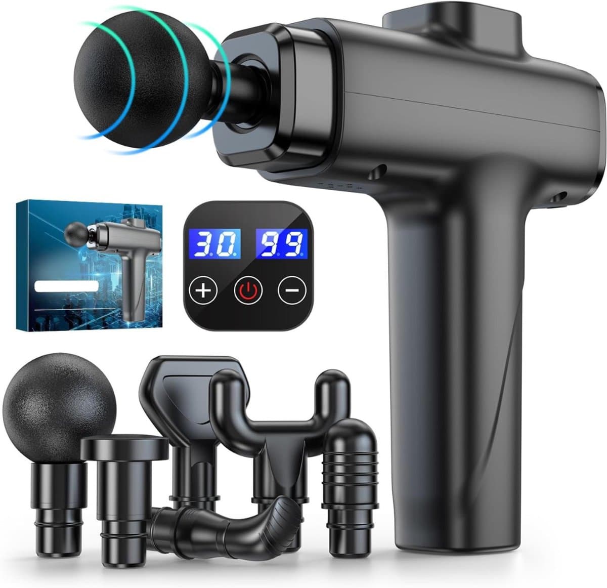 QORA® Massage Gun Professioneel - Massage Gun - Zwart - 15cm x 10cm x 7cm — afbeelding 1