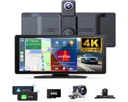 Lìon® Draadloze Dashcam -Dashcam met CarPlay - Draadloos CarPlay-Scherm - Zwart - 4cm x 18cm x 7cm