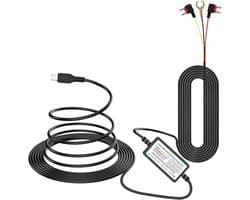Micro USB Dash Cam Hardwire Kit voor time-lapse-opname/24 uur parkeermonitor Converteert 12 V-24 V naar 5 V/2,5 A Auto Dash Camera-oplader 320 cm kabelset met laagspanningsbeveiliging