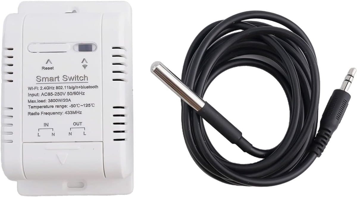 Slimme Temperatuurschakelaar - WiFi Thermostaat Sensor - Thuiskantoor Automatisering - Realtime Bewaking - 16A - Wit — afbeelding 1