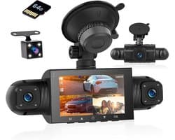 SnelShoppen - 1080P HD Dashcam voor Auto met 64GB TF-Kaart, Waterdichte Mini 3 Inch Camera, Nachtzicht, Loopopname, G-Sensor en 360 Graden Hoek