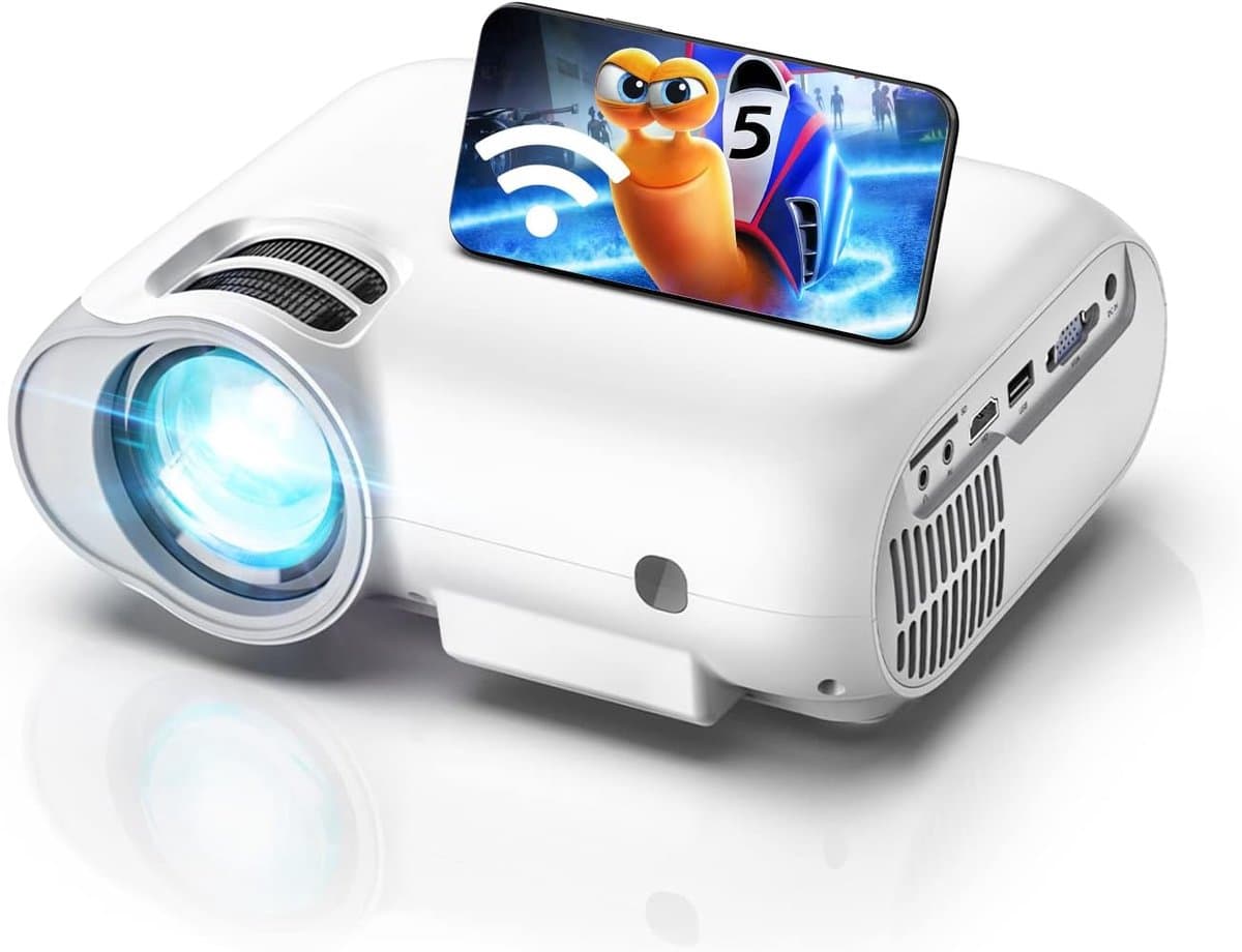 SnelShoppen - 5G+2.4G WiFi Projector, Bluetooth 5.0 Mini Projector, 1080P, 7500 Lumens, Home Cinema Projector, 100.000 uur, Met DSP Speaker voor Feest — afbeelding 1