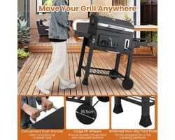 Houtskoolbarbecue – Kolengril – BBQ Grill – Smoker – Barbecue – 1395 cm² Kookoppervlak – 2 Opvouwbare Zijtafels
