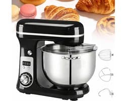 Keukenmixer - Bakmachine - Beslag Maken - 6 Snelheden Instelbaar - 6L Kom - Zwart