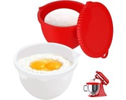Kommenset Keukenmachine - Mixer kommen - Bakken en Koken - Set van 2 - Standaard maat - Wit en Rood