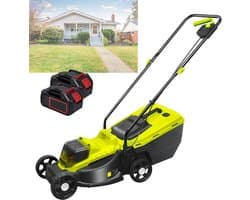 Elektrische Grasmaaier - Accu Grasmaaier Duwmaaier - Gazon Onderhouden - Borstelloze Motor - 33 cm Maaibreedte - Grijs