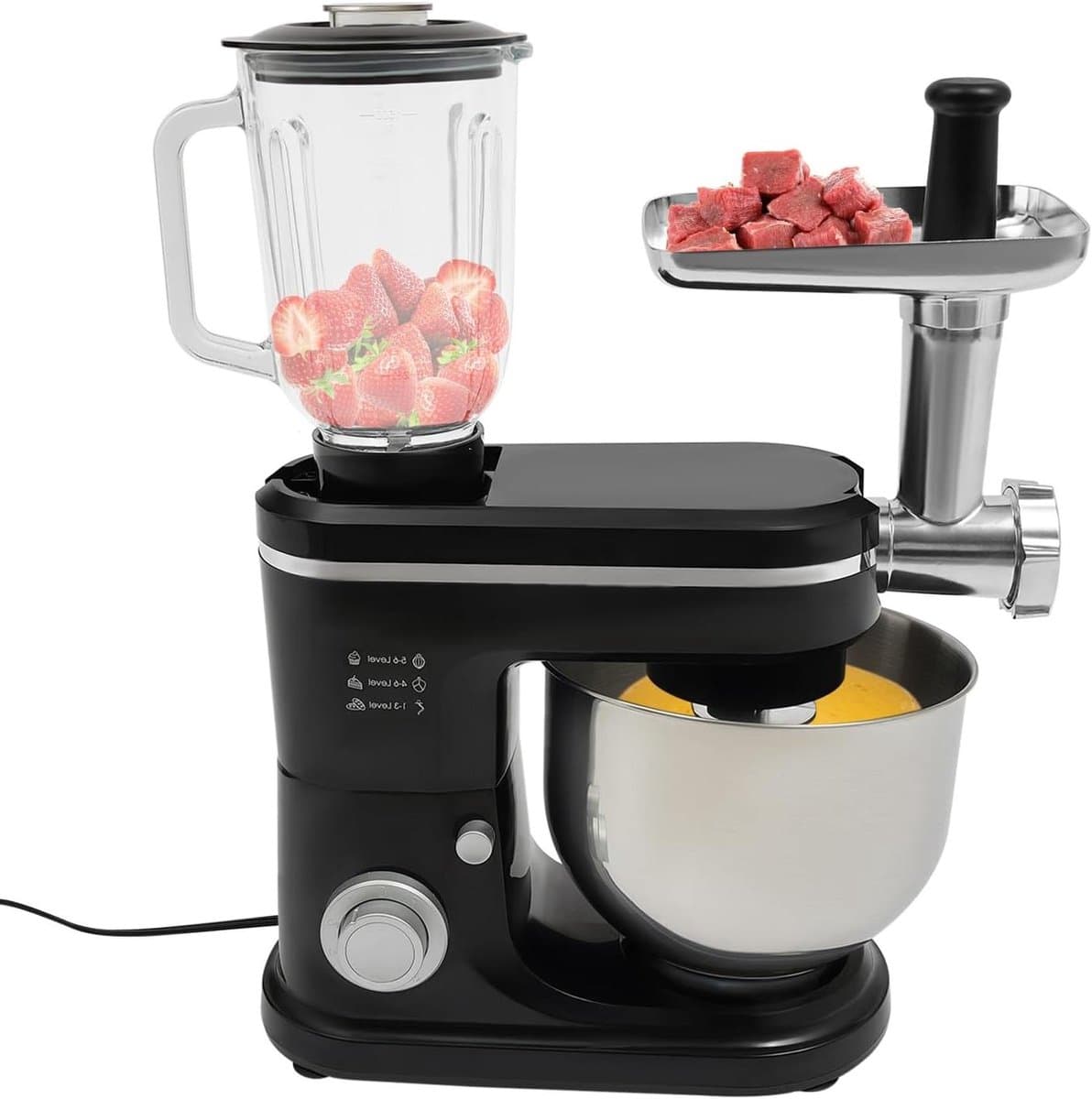 Elektrische Keukenmixer - Handmixer Kom - Bakken Deeg Maken - Krachtige 1500W Motor - 6 Liter Kom - Zwart — afbeelding 1