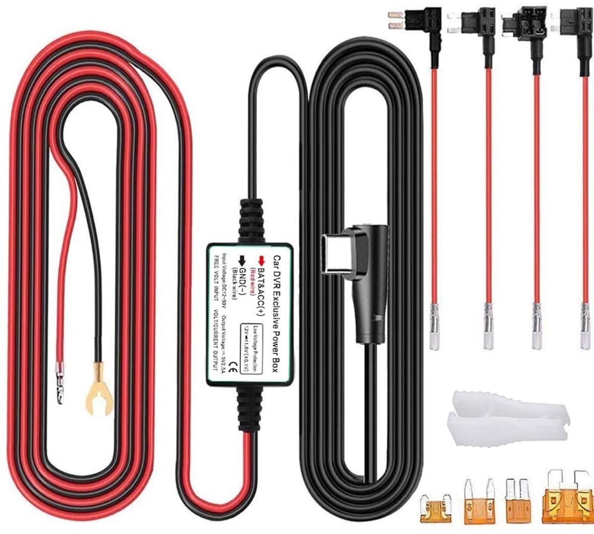 Dailygoody - Dash Cam Hardwire Kit - USB Type C - Laagspanningsbeveiliging - 13ft Oplaadkabel - 24-uurs Bewaking - Auto Dash Camera - Geschikt voor Au.. — afbeelding 1