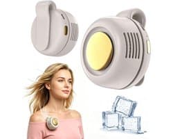 Draagbare, stille en bladeloze clipventilator – Oplaadbare en draagbare ventilator – Handsfree koeling voor taille en nek – 3 snelheden – 6 uur gebruiksduur – USB-C snelladen (Wit)