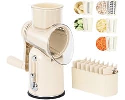 Kaasrasp handslinger met 5 messen, roterende trommelrasp en groentesnijder voor smoothies, gemakkelijk schoon te maken
