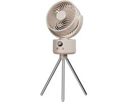 Bureau ventilator – Mini ventilator – Campingventilator - USB ventilator – Met statief - 3600 mAh – 3 snelheidsstanden – Automatisch zwenkend – Draagbare ventilator voor thuis, kantoor camping –15*8.5*39cm - Crèmewit