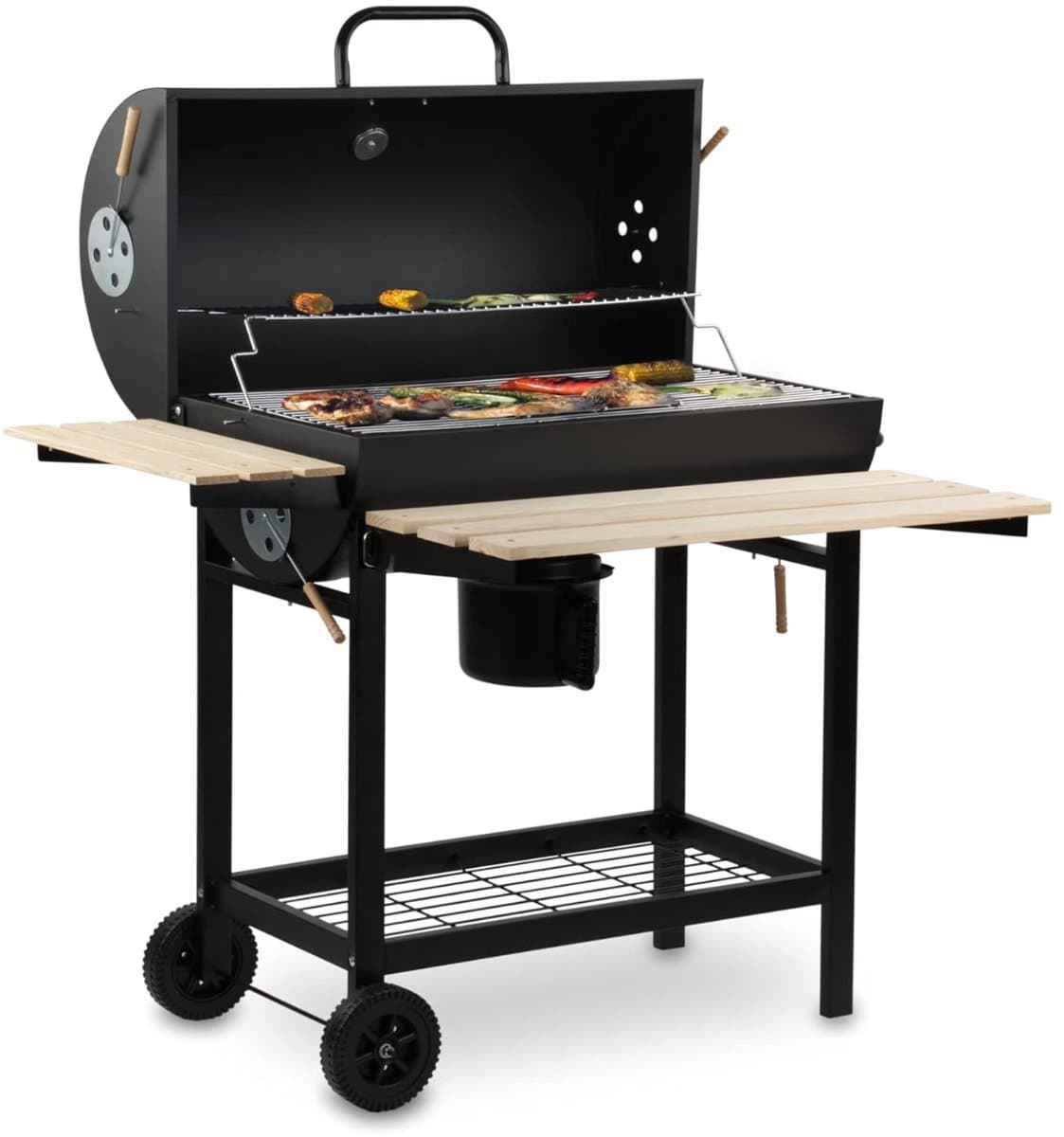 LeeuwenChoice® BBQ Pro Serie - Houtskool BBQ Wagen - 71x110x103cm Grill - Verrijdbaar met Wielen - Met Deksel & Thermometer — afbeelding 1