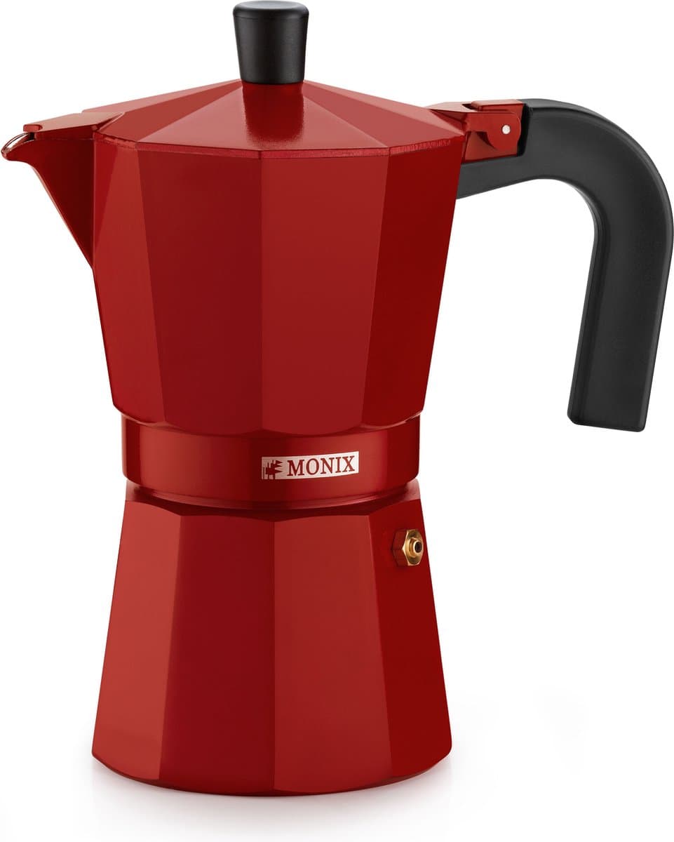 MONIX Fresa | Italiaans aluminium koffiezetapparaat, 6 kopjes, aardbeikleur, geschikt voor alle soorten werkbladen, behalve inductie — afbeelding 1