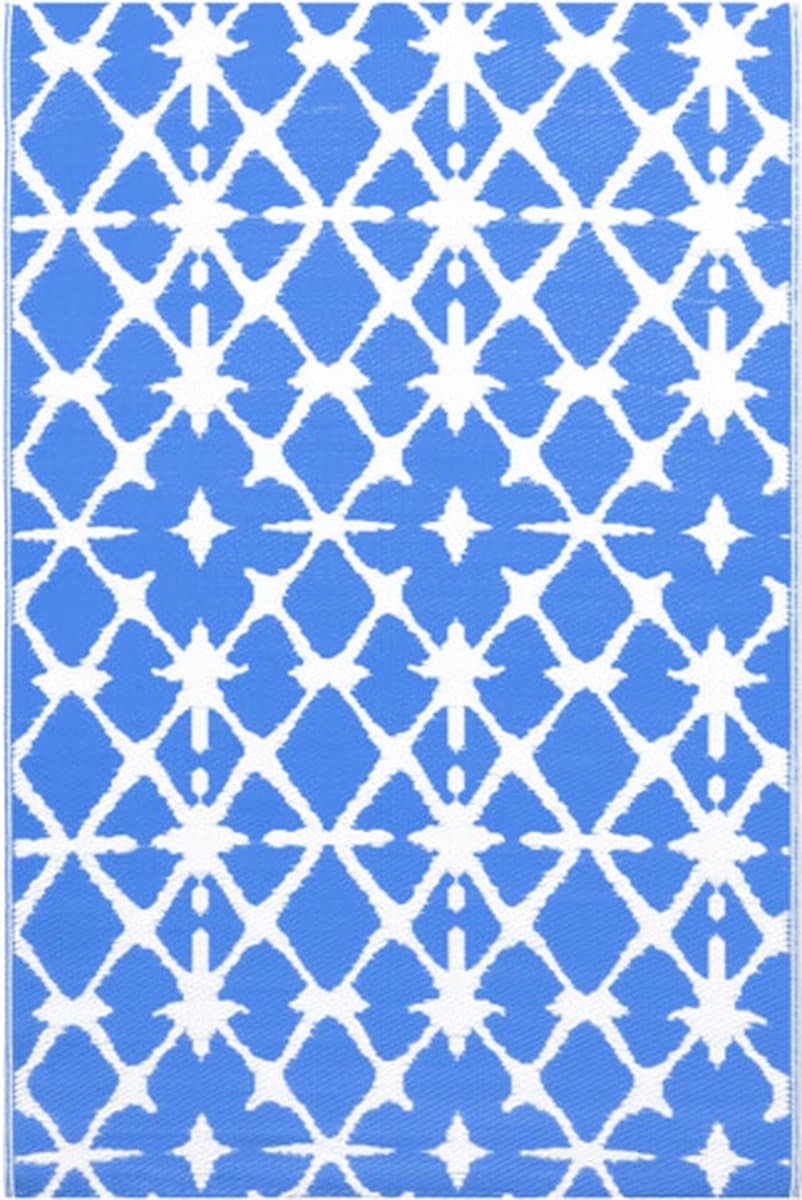 vidaXL - Buitenkleed - ARAKIL - 80x150 - cm - PP - blauw - en - wit — afbeelding 1