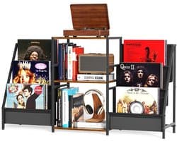 Vedder House - Platenkast - Muziektafel - Platenkastje - Kastje voor LP’s - 3-Laags - Draaitafelstandaard - Vinyl platenhouder