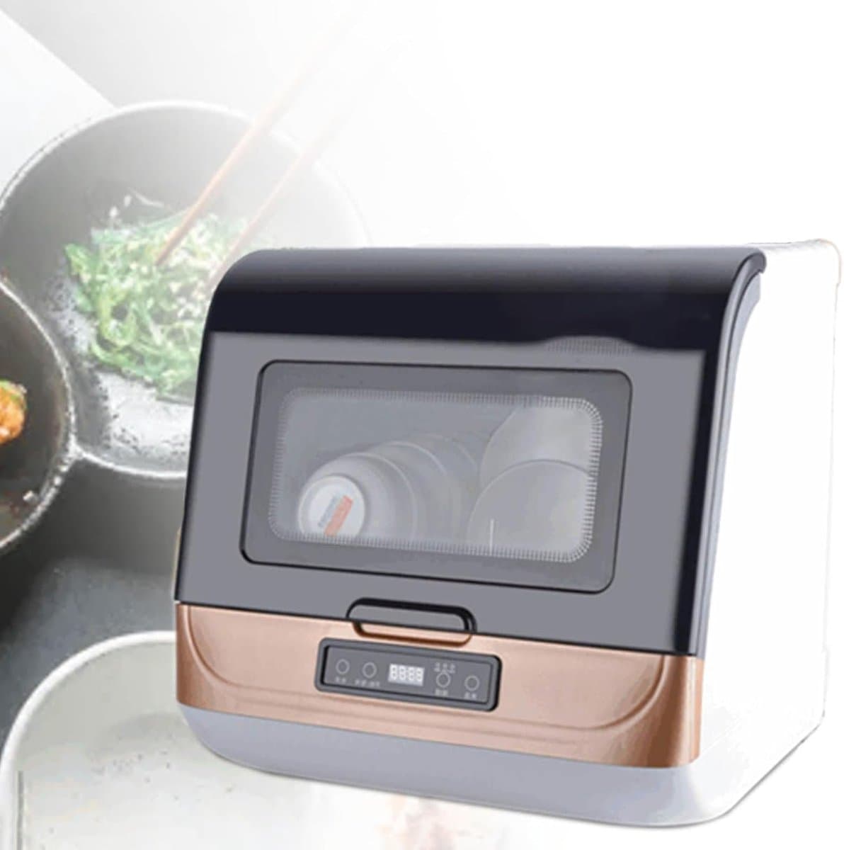 Kleine vaatwasser - Tafelmodel machine - Snel schone vaat - Installatievrij design - Goud — afbeelding 1