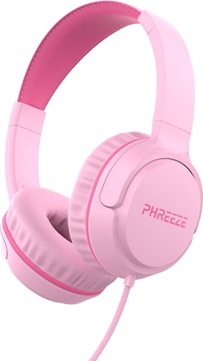 Phreeze JR310 - Koptelefoon Kinderen - Kinder Koptelefoon met Draad - Hoofdtelefoon Kind - Geluidsdempend - Volumebegrenzer - Inklapbaar - Roze — afbeelding 1