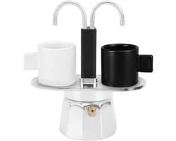 Espressomachine met 2 kopjes, klassiek Italiaans koffiezetapparaat met kookplaat, doe-het-zelf conduit koffiepot voor thuiscafé, 100 ml dubbele kop.
