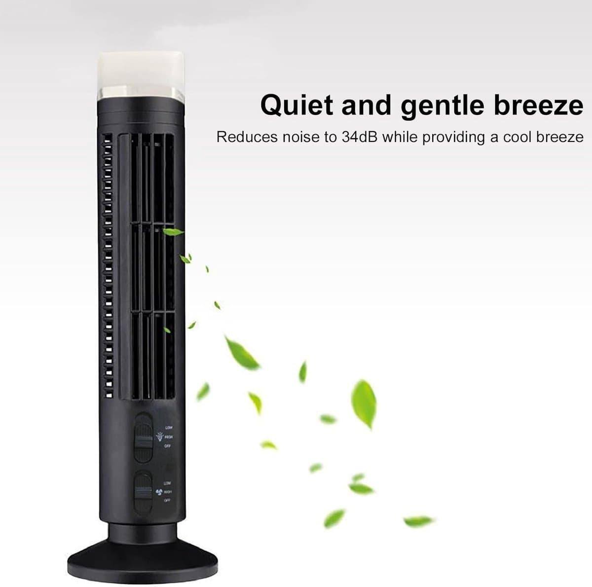 Stille USB Tafelventilator Zonder Bladen - Compacte Torenventilator met Verlichting voor Thuis en Kantoor — afbeelding 1