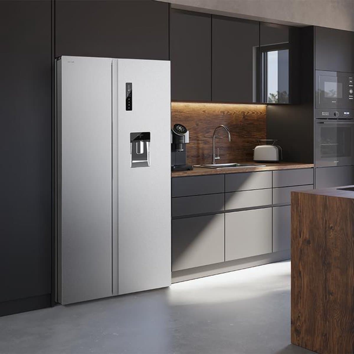 Cecotec Bolero CoolMarket SBS 559, Vrijstaand, Amerikaanse deur, Roestvrijstaal, 2 deur(en), Touch, Op de deur — afbeelding 1