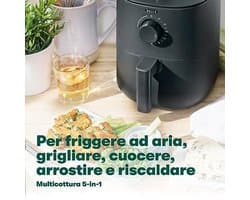 Handmatige heteluchtfriteuse - Olievrij Frituren, Afwasmachine Bestendige Antiaanbakpan en Frituurrek, Matte Zwart