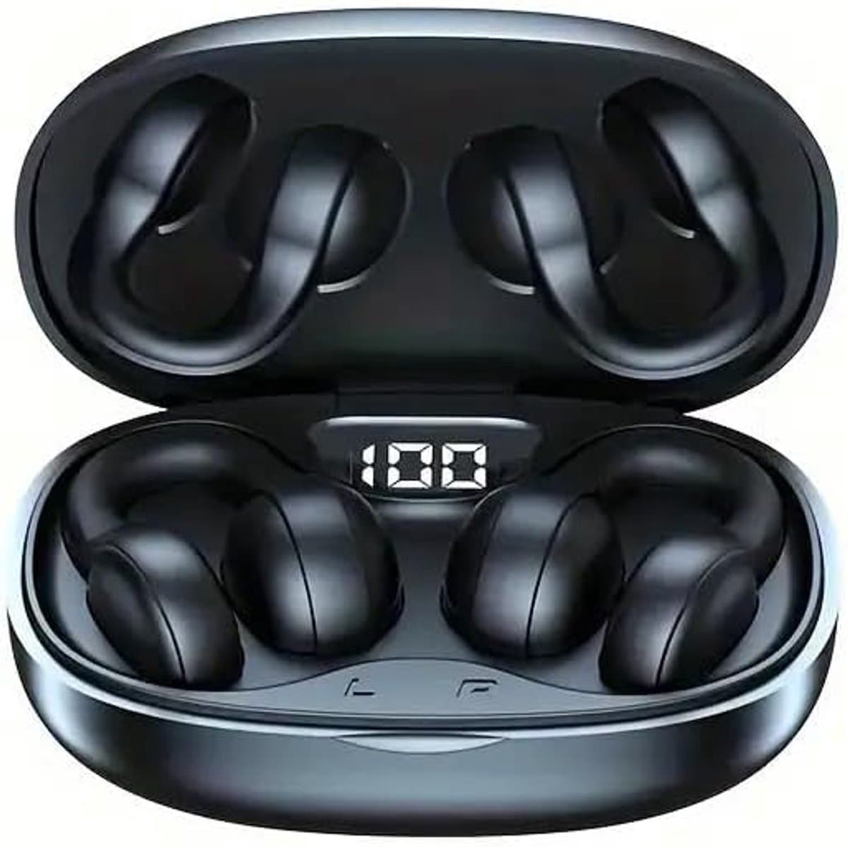 Draadloze Open Ear Koptelefoon - Ultralange Batterijduur voor Buitensport - Comfortabel voor Kleine Oren en met Bril - Sport Oorhangers - Zwart — afbeelding 1