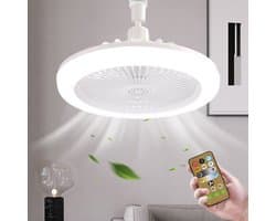 Rosnek Plafondlamp met Ventilator - 1/2/4 uur TimerDimbare Plafondventilatorlamp van 25cm met Afstandsbediening - 30W Plafondventilator met Dimbare LED Lamp - Beschikbaar in Voor Slaapkamer, Keuken, Woonkamer, garage (Wit)