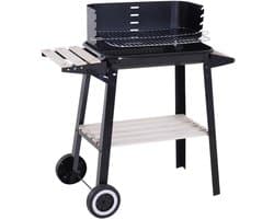 Rumi barbecue - Houtskoolbarbecue - Houtskoolbbq - cilindervorm - Outsunny Barbecue - Houtskool Hoogte Grills - Verstelbare Planken Wielen barbecue- afmeting barbecue 83X37X87 Cm