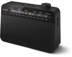 PHILIPS TAR2509/10 Draagbare FM/AM Radio - Analoge Tuner - Werkt op Netstroom en Batterijen - Hoofdtelefoonaansluiting - Zwart