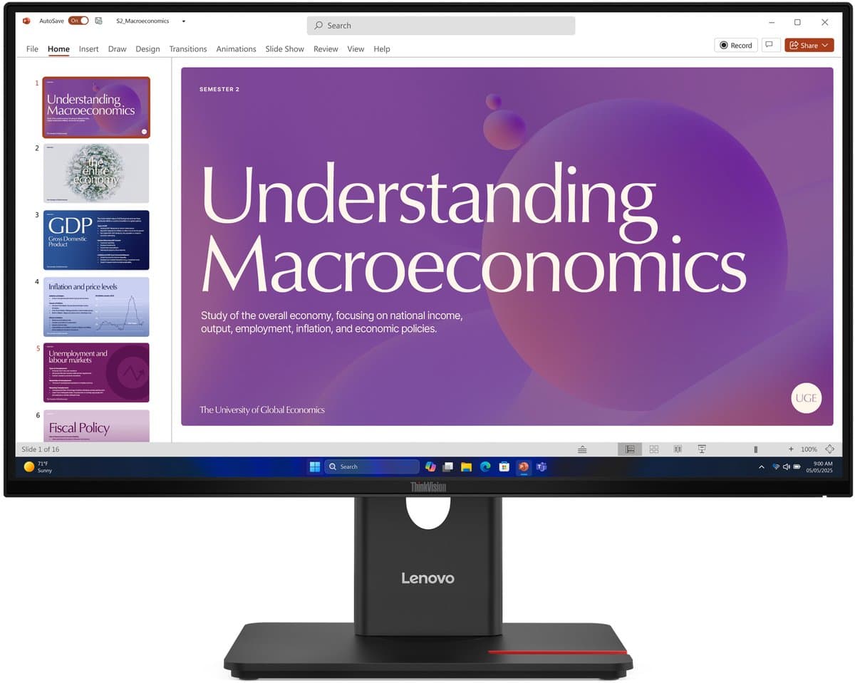 Lenovo ThinkVision T Serie - Full HD Monitor - 23.8 Inch - IPS - 120 Hz — afbeelding 1