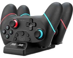 Octronic Pro Controller Set - 2 x bluetooth game controller met oplaadstation - geschikt voor Nintendo Switch - zwart