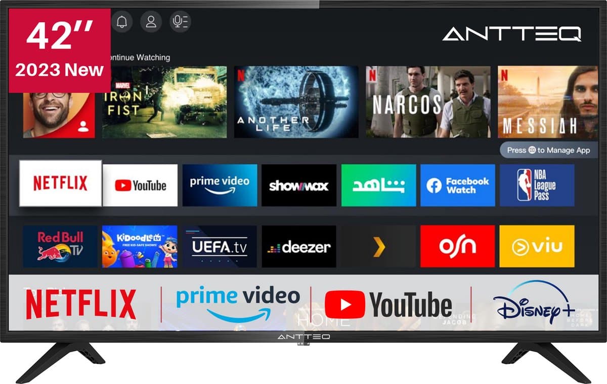 ANTTEQ AV42F3 Smart TV – 42 inch (106 cm) – Full HD – WiFi – Triple Tuner – VIDAA — afbeelding 1