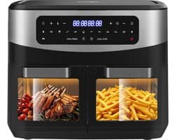 Heteluchtfriteuse 12L met 2 Laden, 10 Programma's en Zichtvenster – 2600W