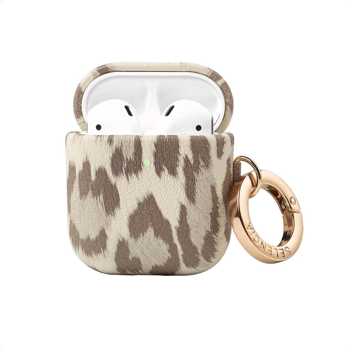 Selencia Sabi Case met panterprint - Hoesje geschikt voor AirPods 1 / 2 - Soft Ivory — afbeelding 1