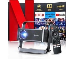 Mini Beamer met Wi-Fi 6 & Bluetooth 5.2 -1080P FHD Smart Projector met 4K-Ondersteuning – 30.000 Lumen – 4D/4P Keystone & Elektrische Scherpstelling – 270° Draaibaar Design