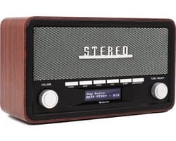 Denver DAB+ Radio - Retro - Bluetooth - FM - Dimbaar - Batterijen & Netstroom - DAB18 - Hout
