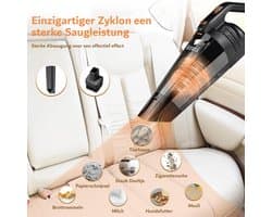Draadloze Handstofzuiger - Oplaadbare Mini-Stofzuiger voor Thuis en Auto -120 Watt- Nat en Droog - Zakloos met LED-licht - Kleine Handstofzuiger voor Dierenharen - Inclusief Reinigingsaccessoires - Autostofzuiger — afbeelding 1
