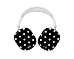 xoxo Wildhearts hoesje geschikt voor AirPods Max (2) - Polka Dots (Zwart) - Ook als telefoonhoesje verkrijgbaar - schokbestendige case - koptelefoonhoesje - Beschermhoes met stippenpatroon - Zwart met witte stippen