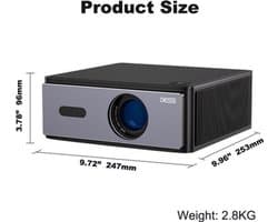 Beamer 1600 ANSI Lumen - 1080P Full HD Resolutie - LCD Scherm - Zwart - Voor Thuisbioscoop En Presentaties