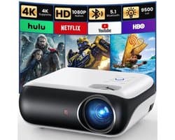 Beamer Draagbare Native 1080p Full HD - LED Projector - 1920 x 1080 Resolutie - Bluetooth HDMI USB - Voor Thuisbioscoop Gaming Onderwijs